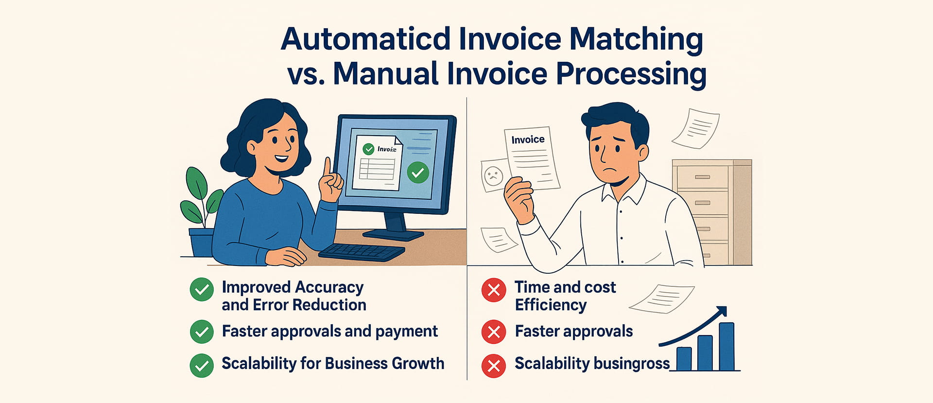 Business Benefits of Automated Invoice Matching vs. Manual Invoice Processing
